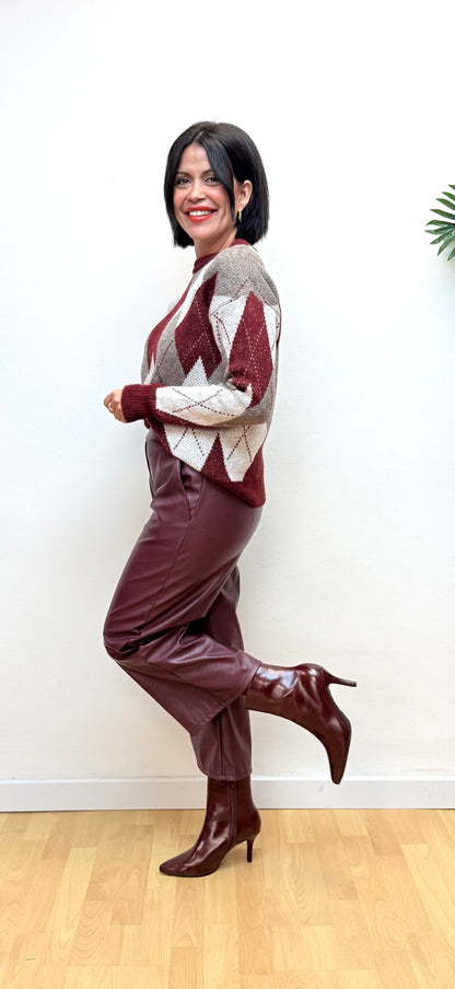 Jersey rombos burdeos Mía