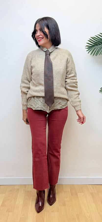 Jeans faja reductora  burdeos