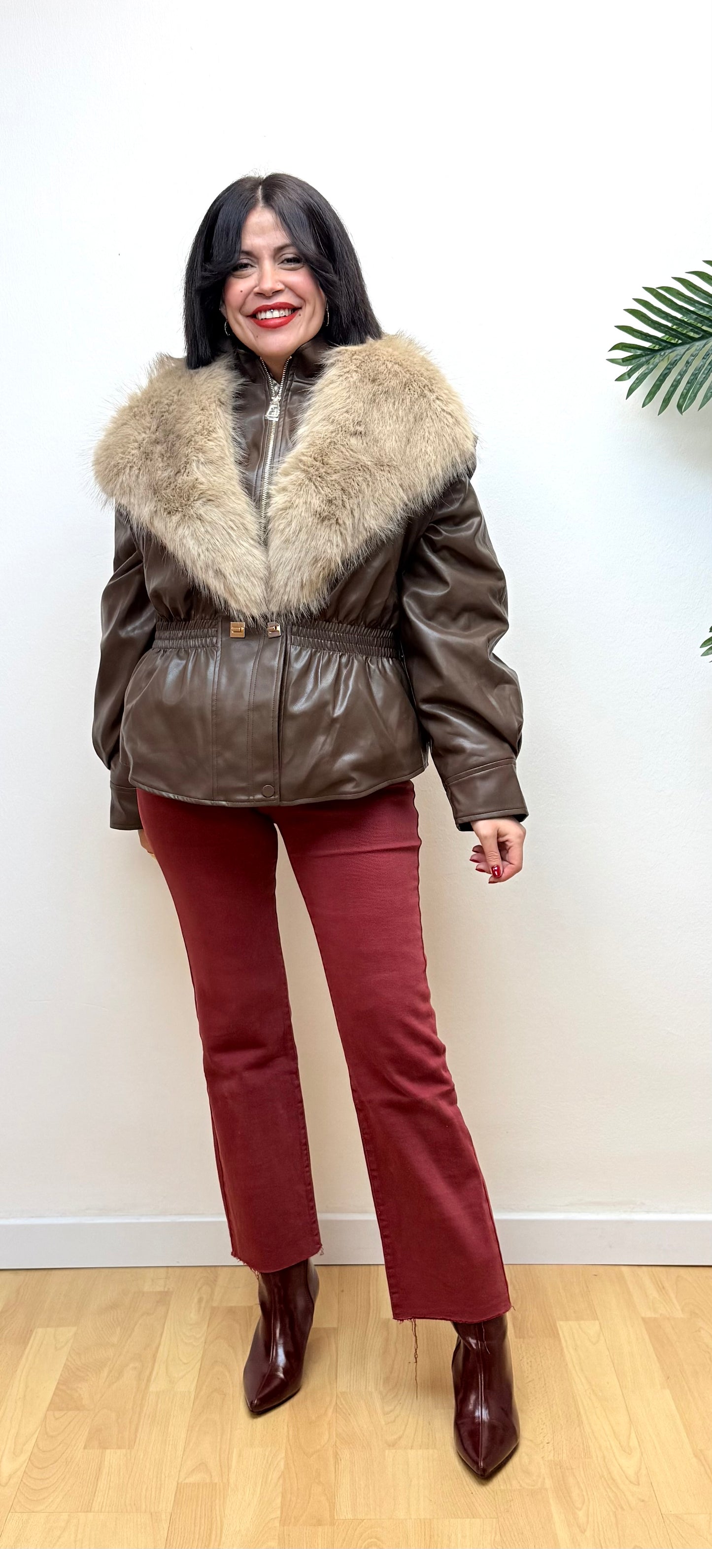 Jeans faja reductora  burdeos