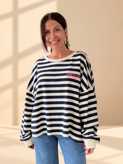 SUDADERA OVERSIZE DE RAYAS MARINERAS
