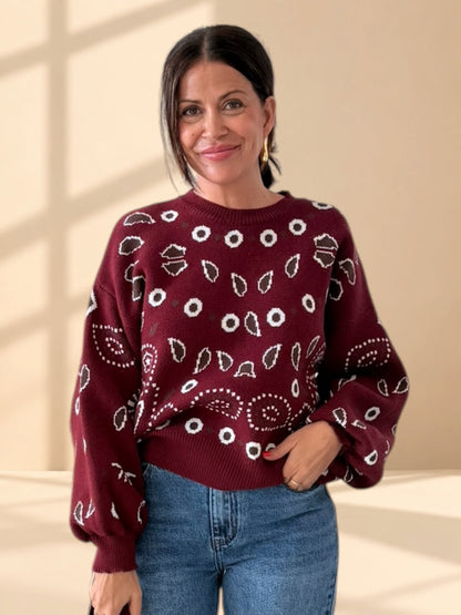 JERSEY BURDEOS ESTAMPADO BANDANA