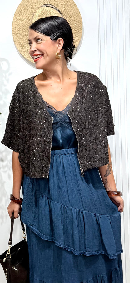 Bomber lentejuelas chocolate