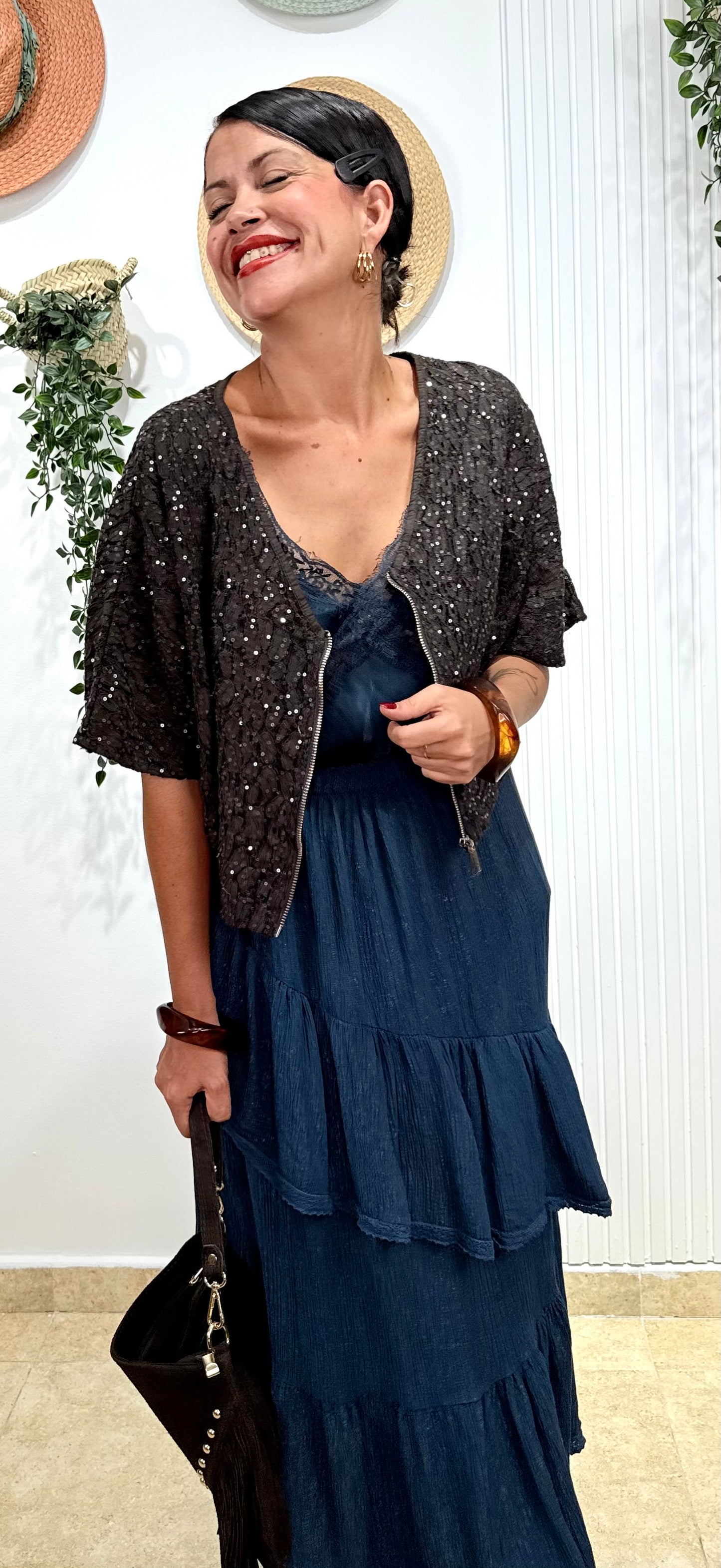 Bomber lentejuelas chocolate