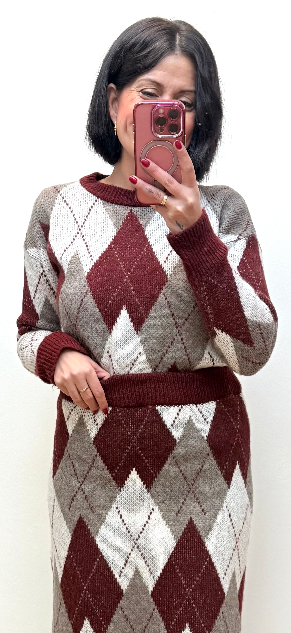 Jersey rombos burdeos Mía