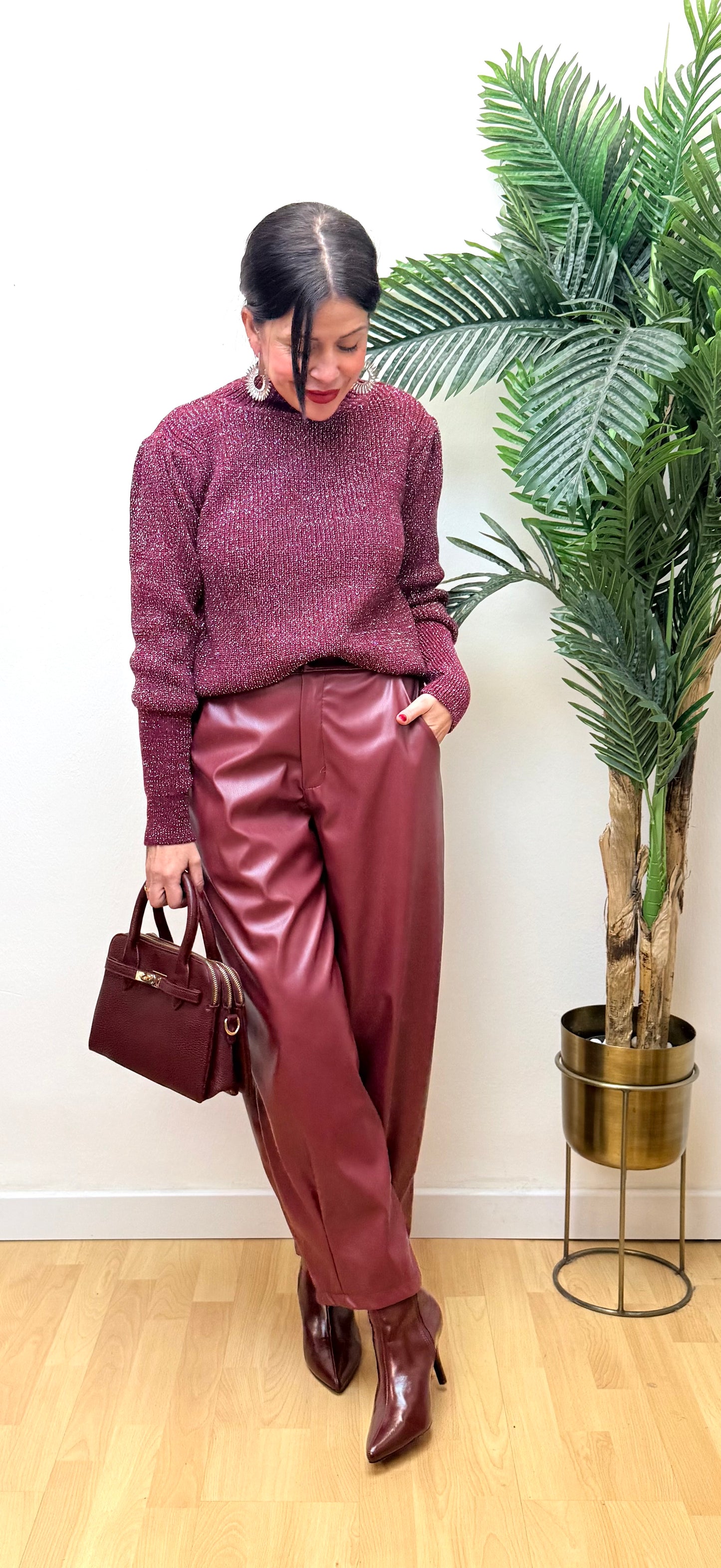 Jersey brillis Olivia burdeos