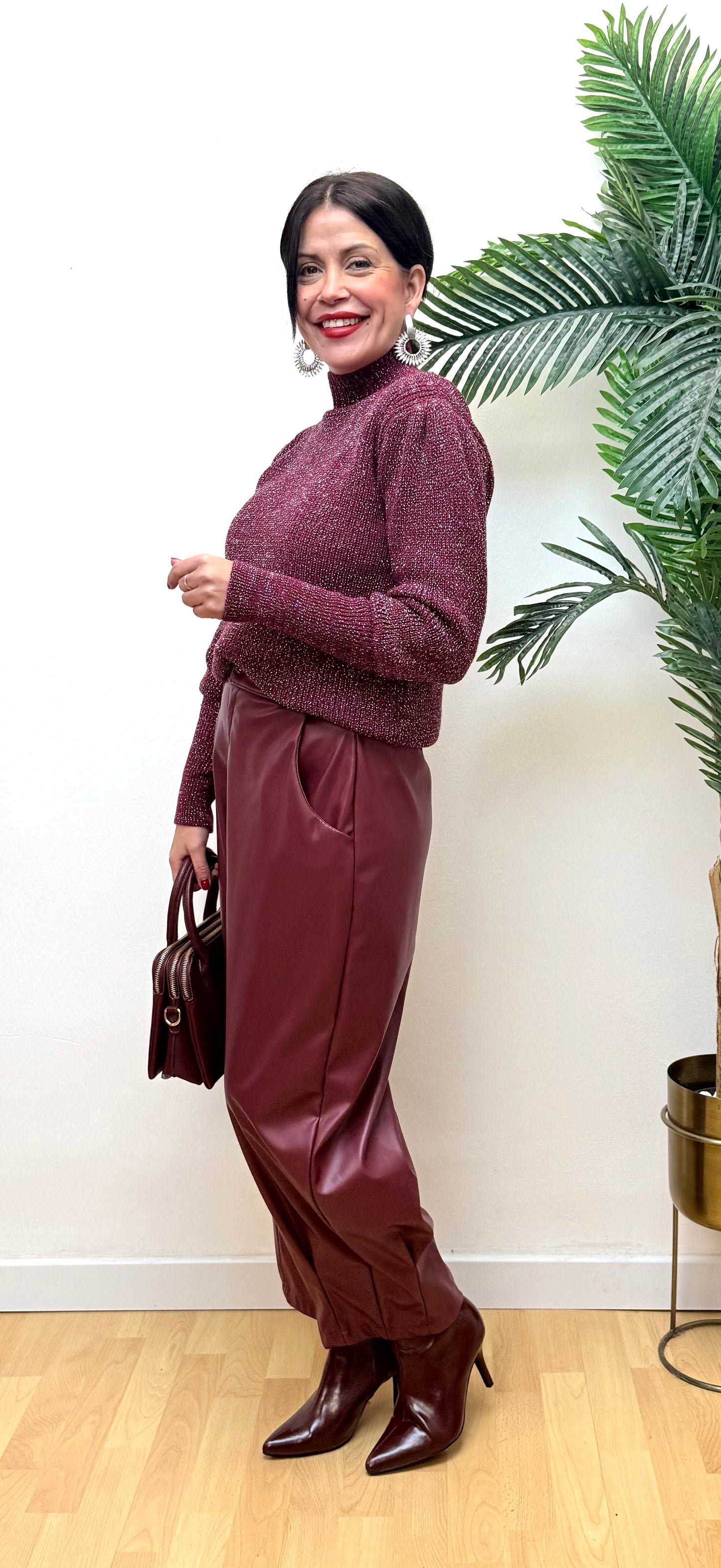 Pantalón polipiel Burdeos Brenda