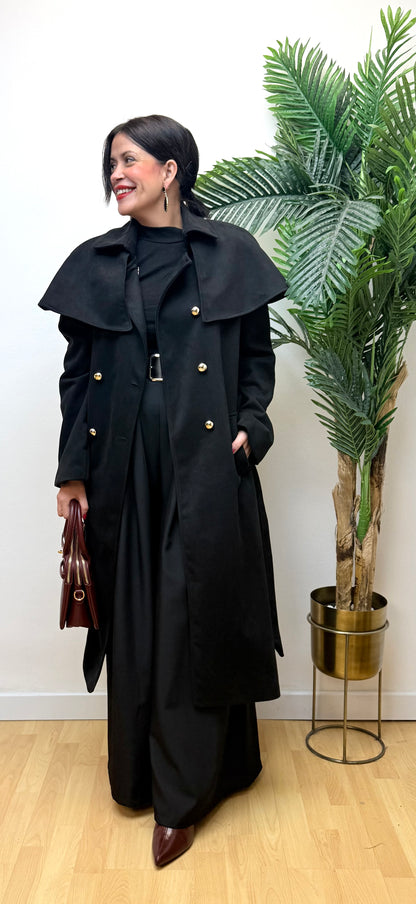 Abrigo Romina negro capa Antelina