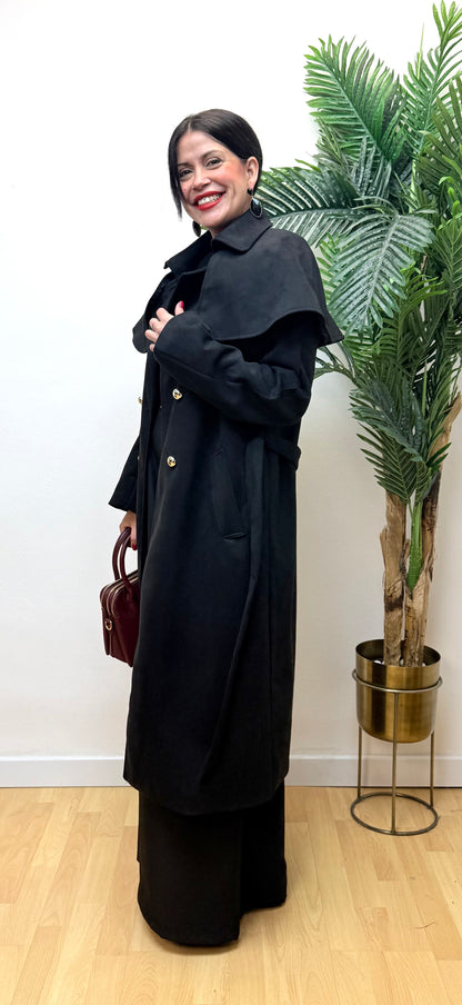 Abrigo Romina negro capa Antelina