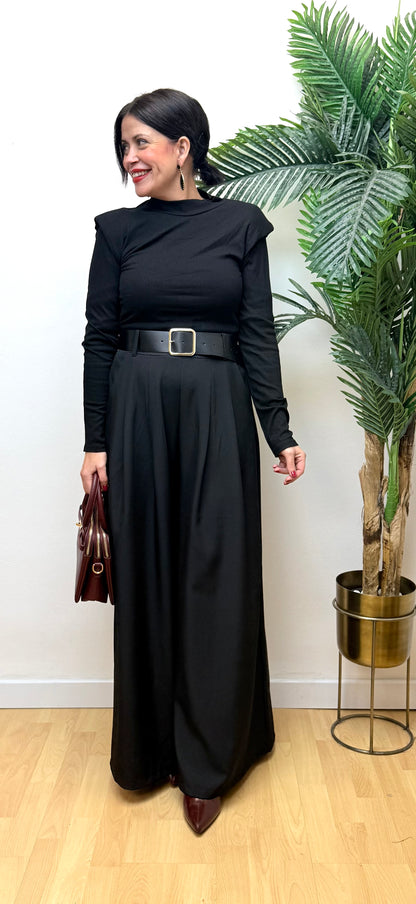 Camiseta hombreras lycra negra Alma