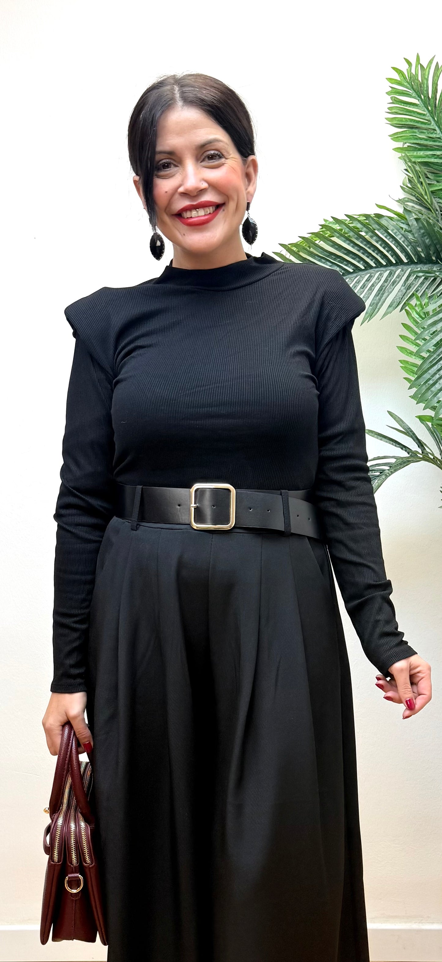 Camiseta hombreras lycra negra Alma