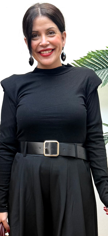 Camiseta hombreras lycra negra Alma