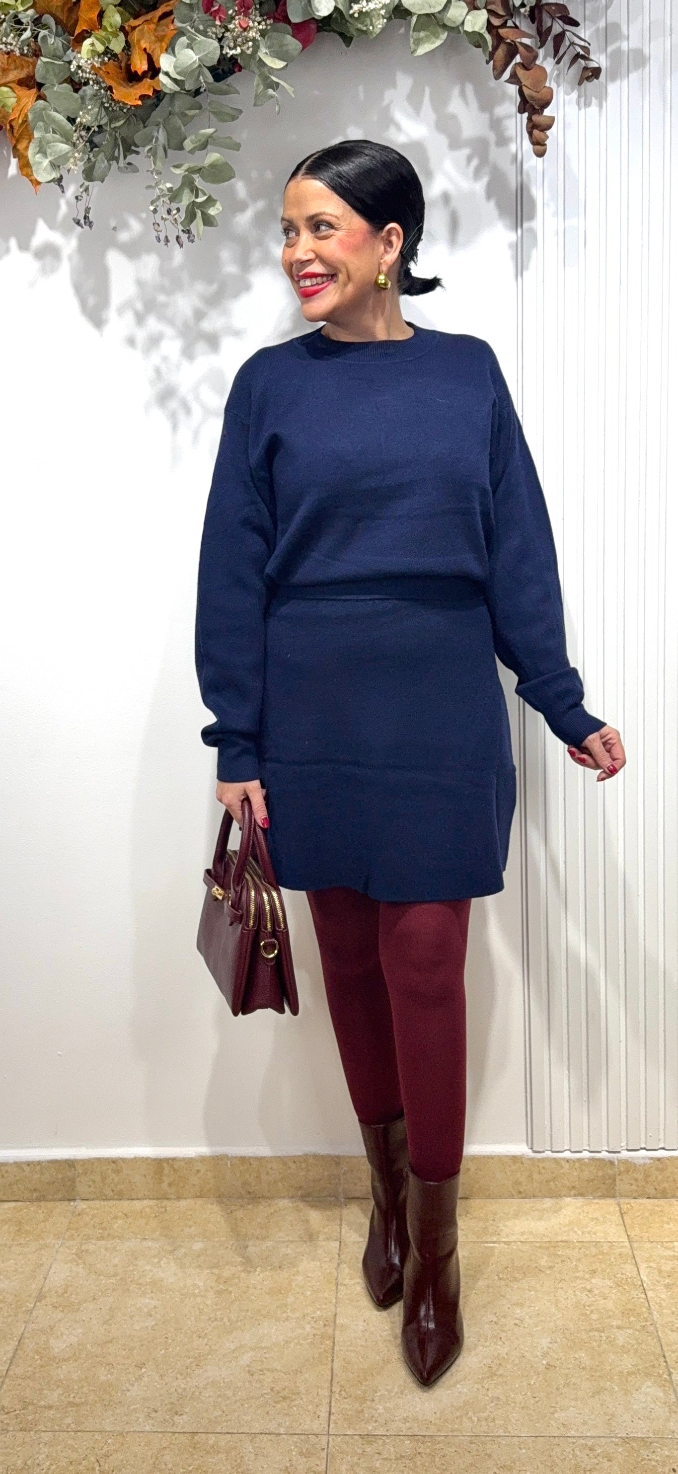 Conjunto punto azul marino