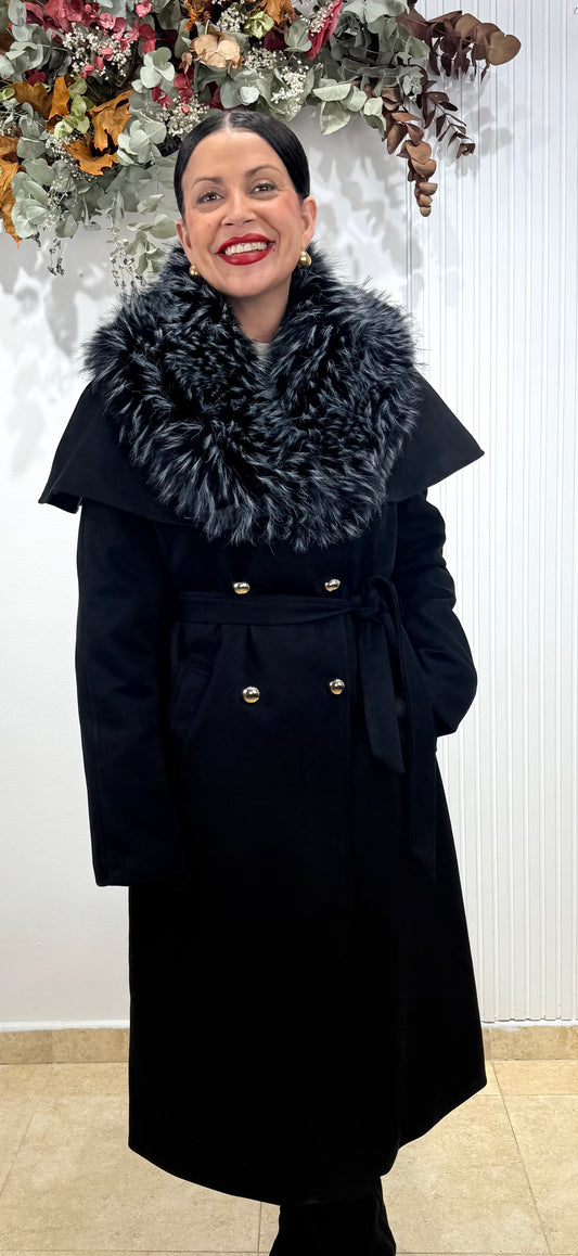 Abrigo Romina negro capa Antelina