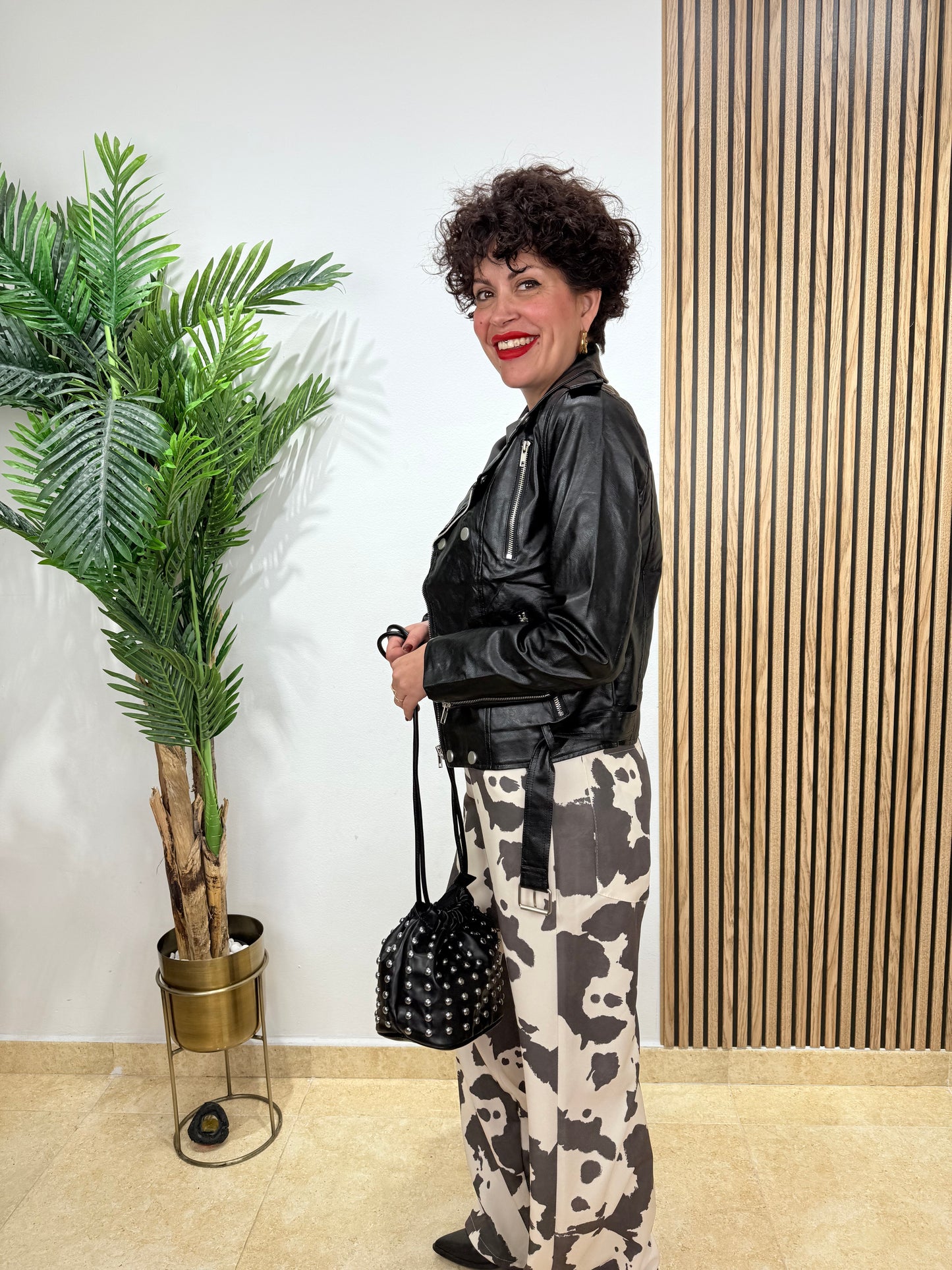 Biker polipiel negra