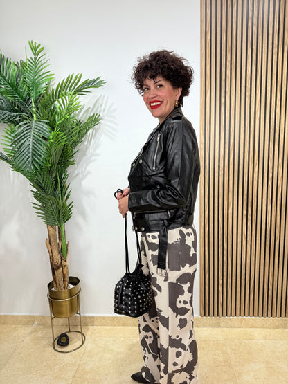 Biker polipiel negra