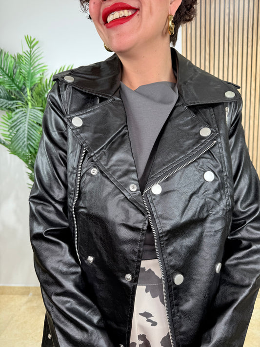 Biker polipiel negra