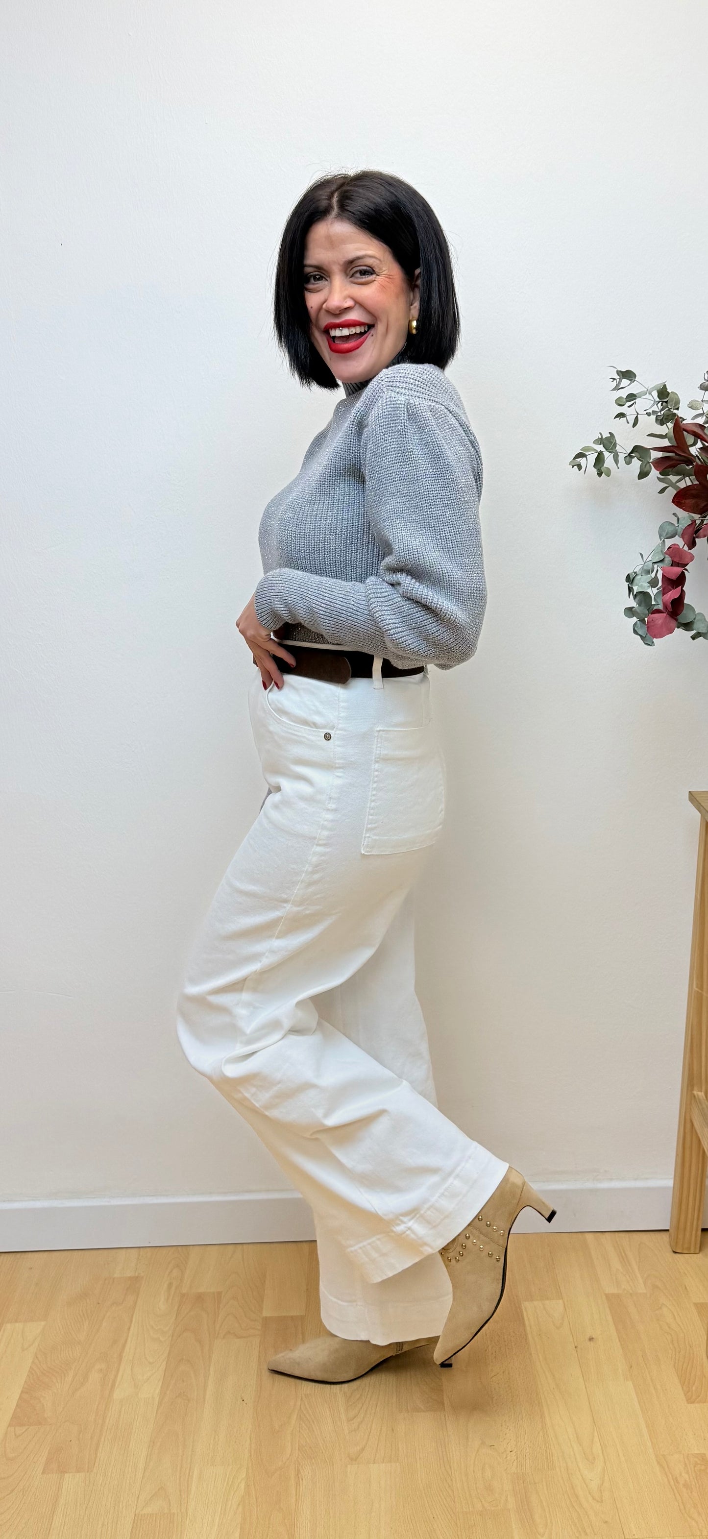 Jeans wide leg blanco Emilia