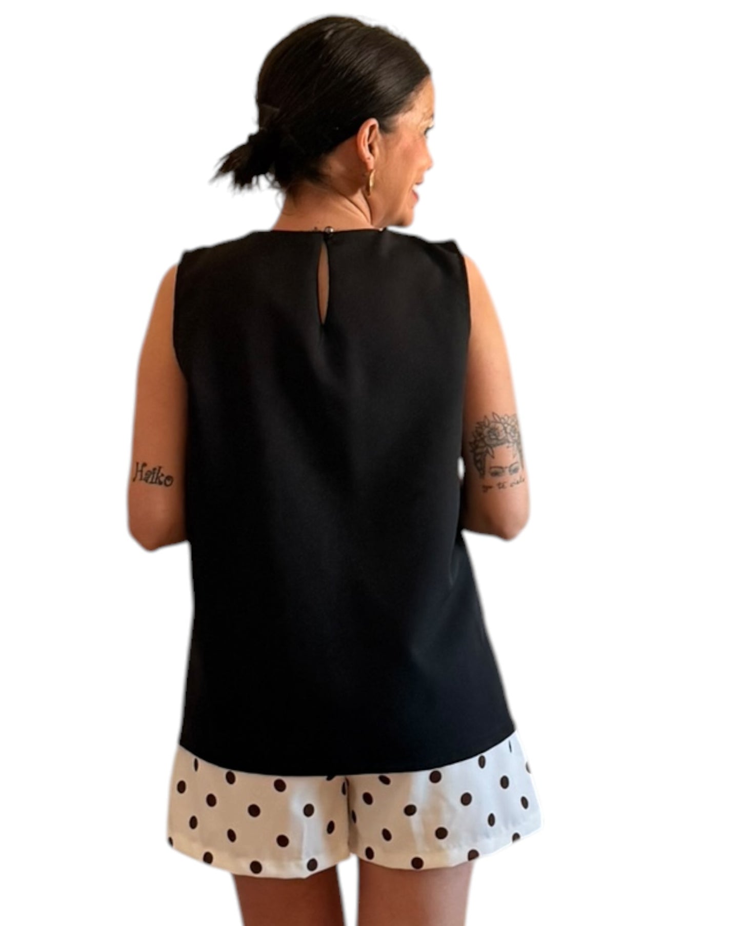 Short lunares choco y crudo