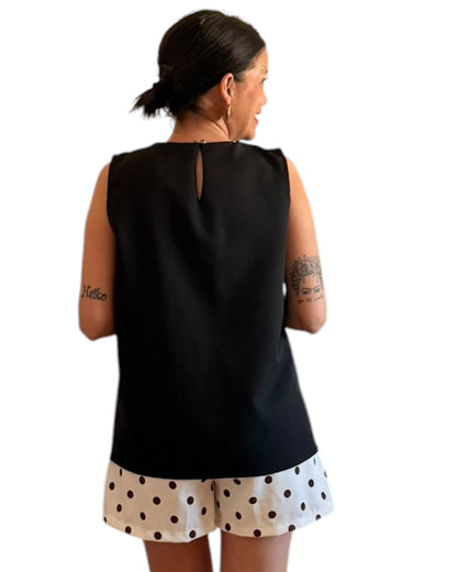 Short lunares choco y crudo
