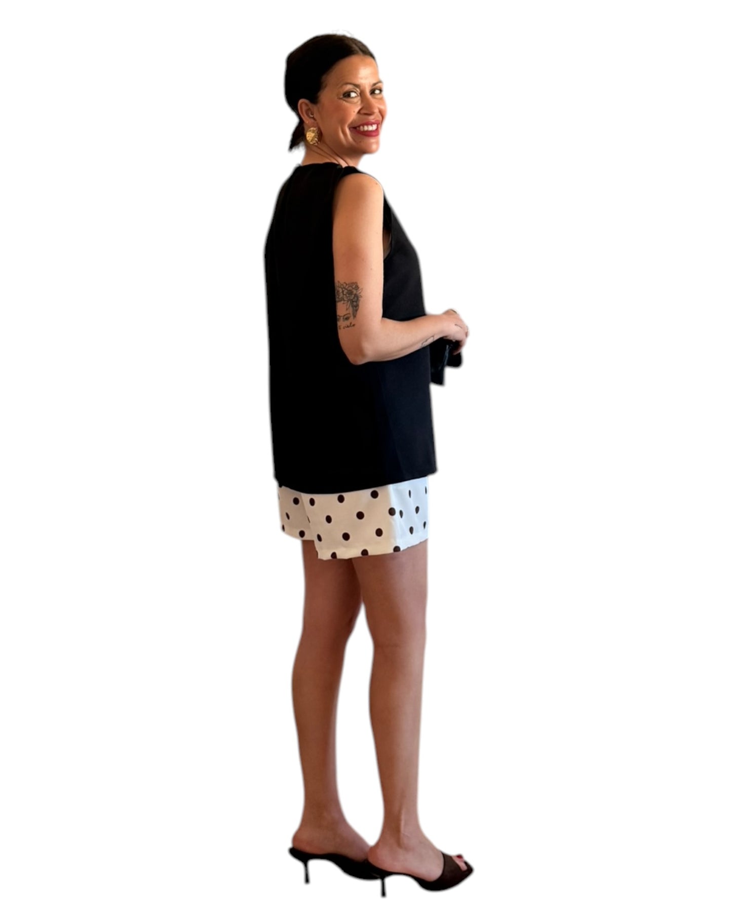 Short lunares choco y crudo