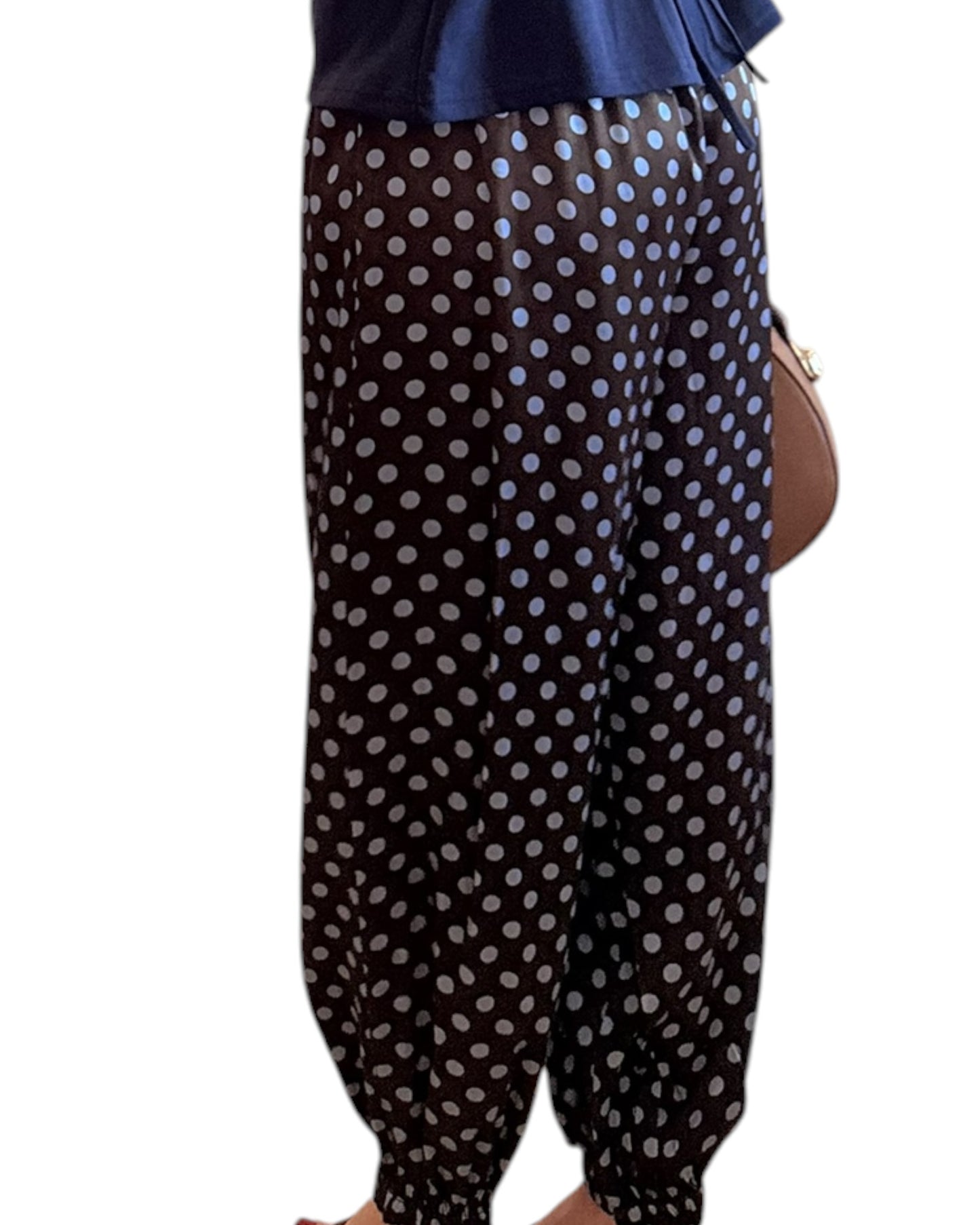 Pantalón satinado lunares choco y azul - AC