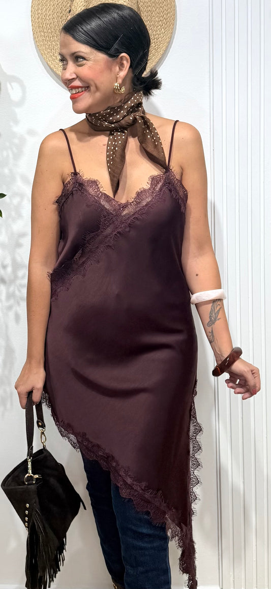 Vestido/ top lencero burdeos - AC
