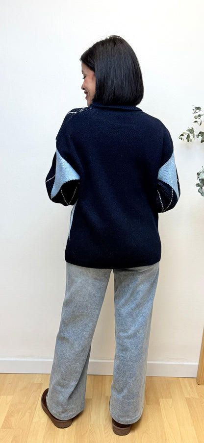 Jersey cuello alto Rombos azul