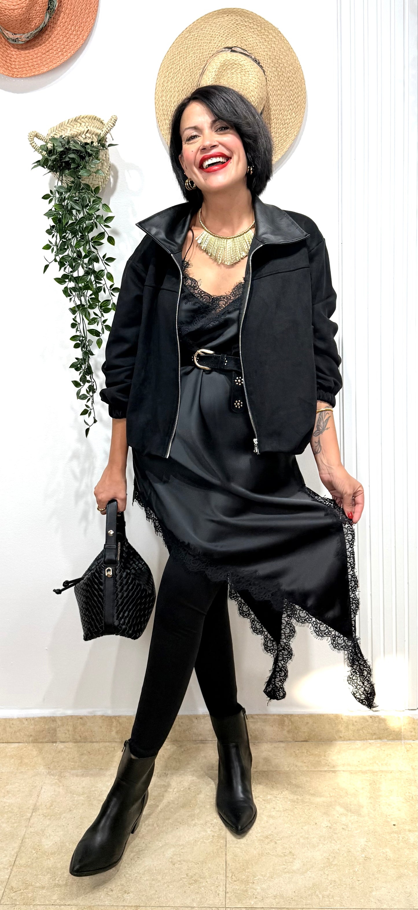 Vestido/ top lencero negro