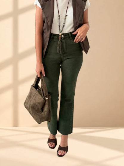 Bolso serraje verde kakhi