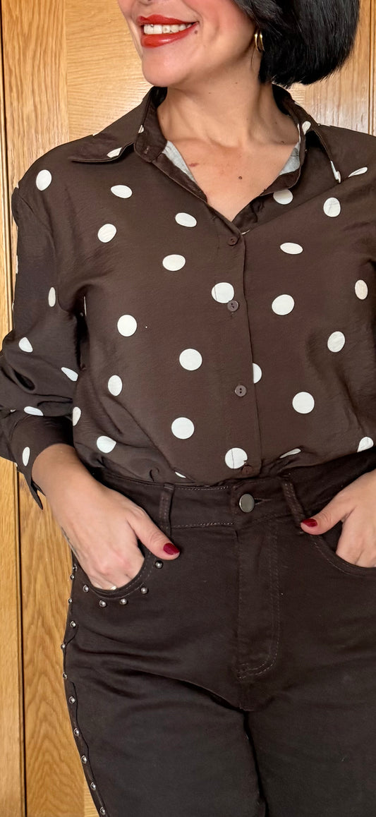 Camisa lunares chocolate - AC