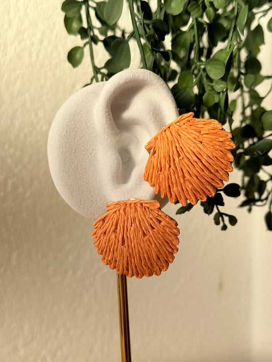 Pendientes rafia y acero concha coral - AC