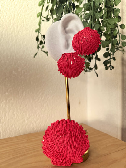 Brazalete concha roja acero y rafia