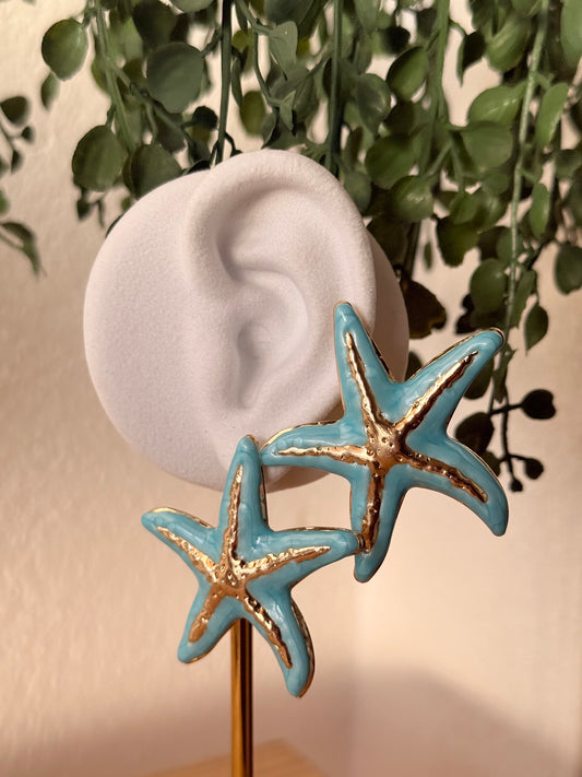 Pendientes acero estrella azul - AC