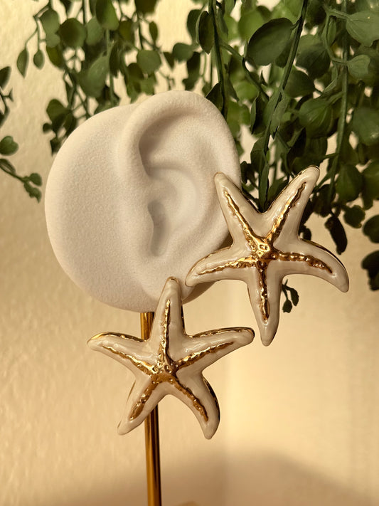 Pendientes acero estrella blanco - AC