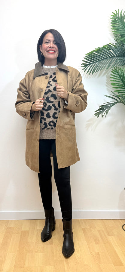 Parka antelina cuello polipiel