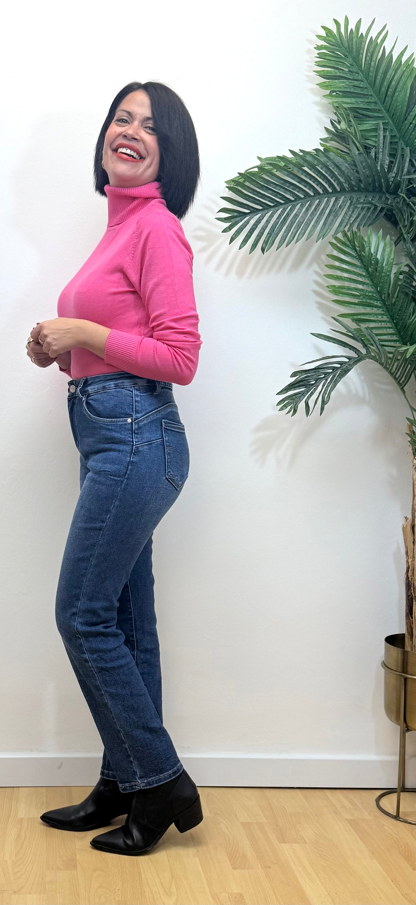 Jersey cuello cisne fucsia