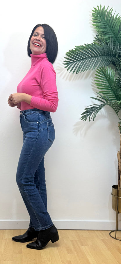 Jersey cuello cisne fucsia