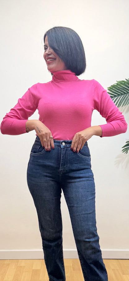 Jersey cuello cisne fucsia