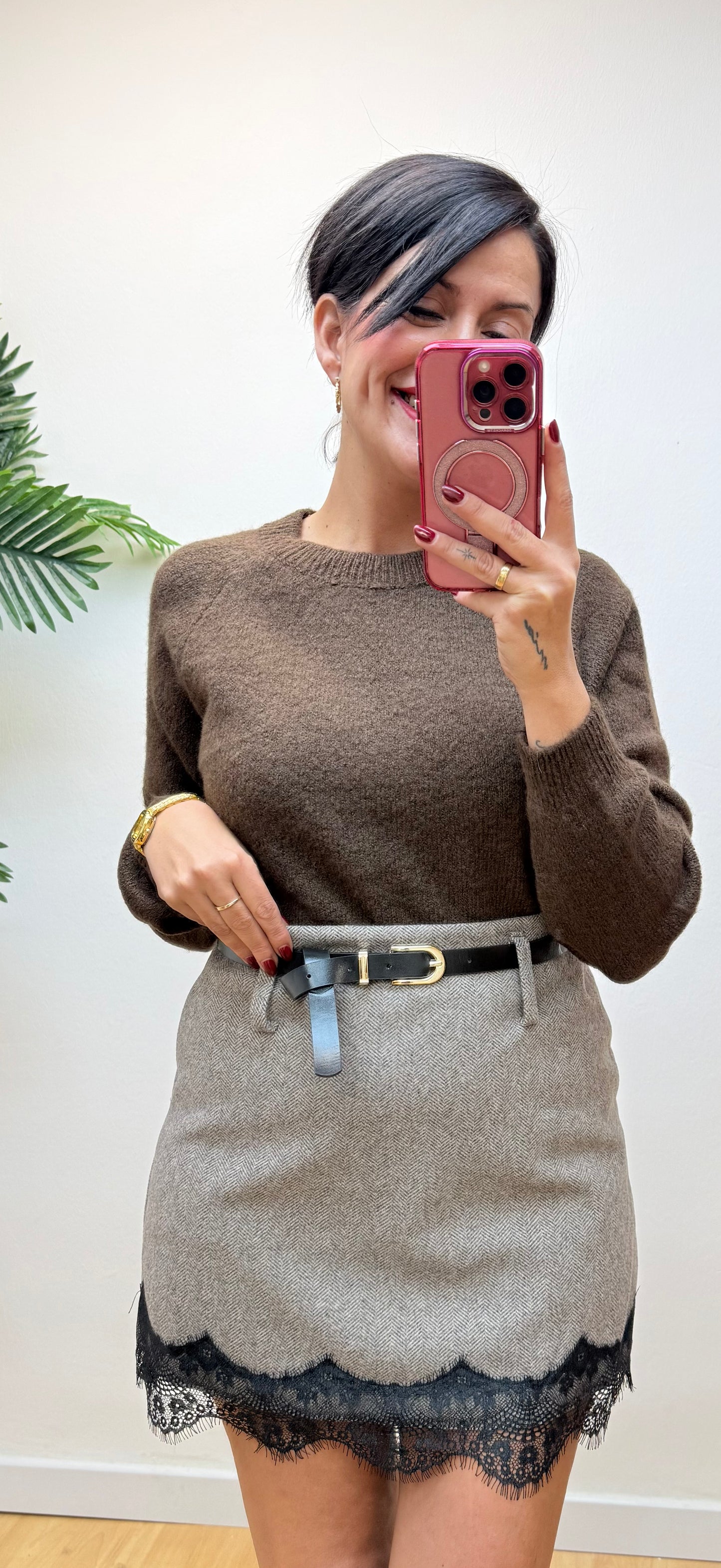 Falda Pantalón espiga taupé