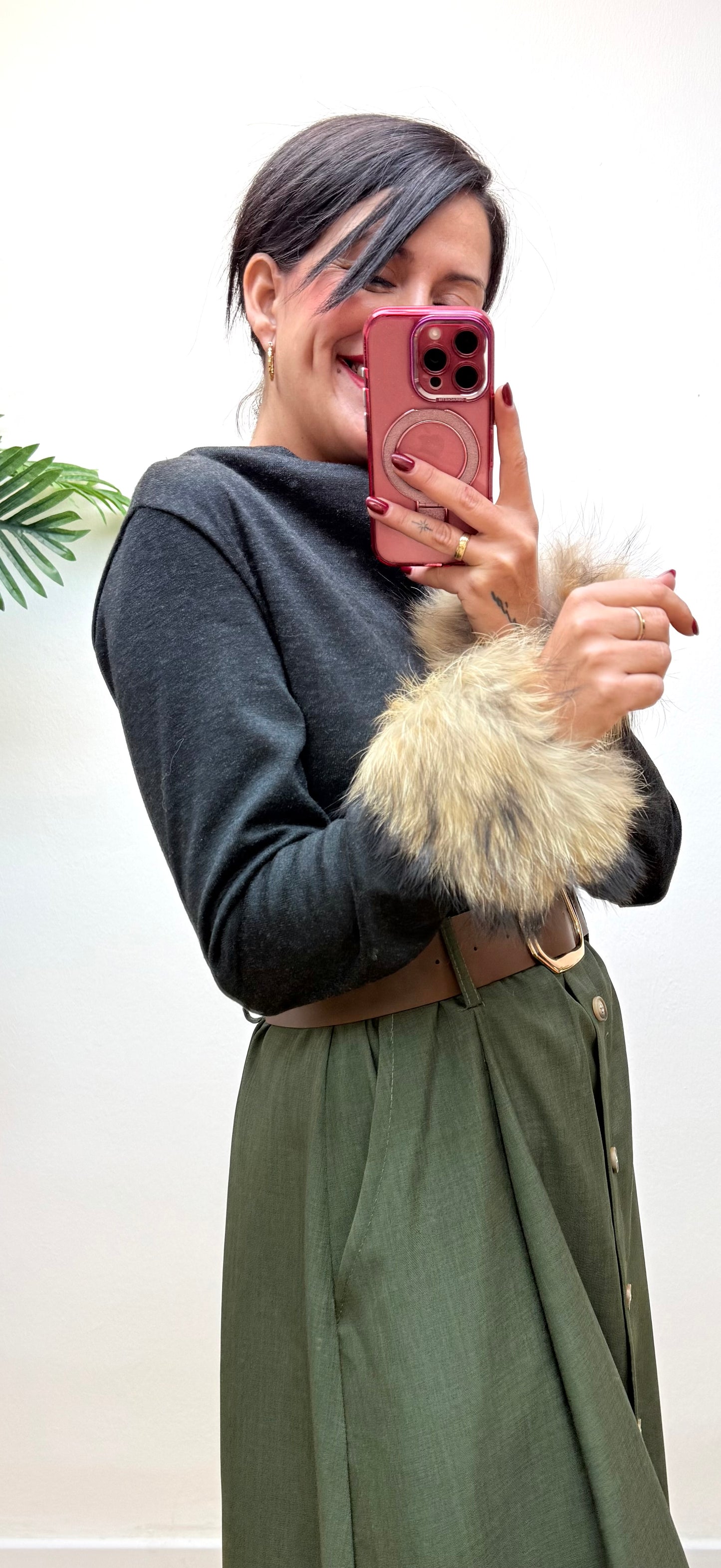 Vestido combi verde caqui