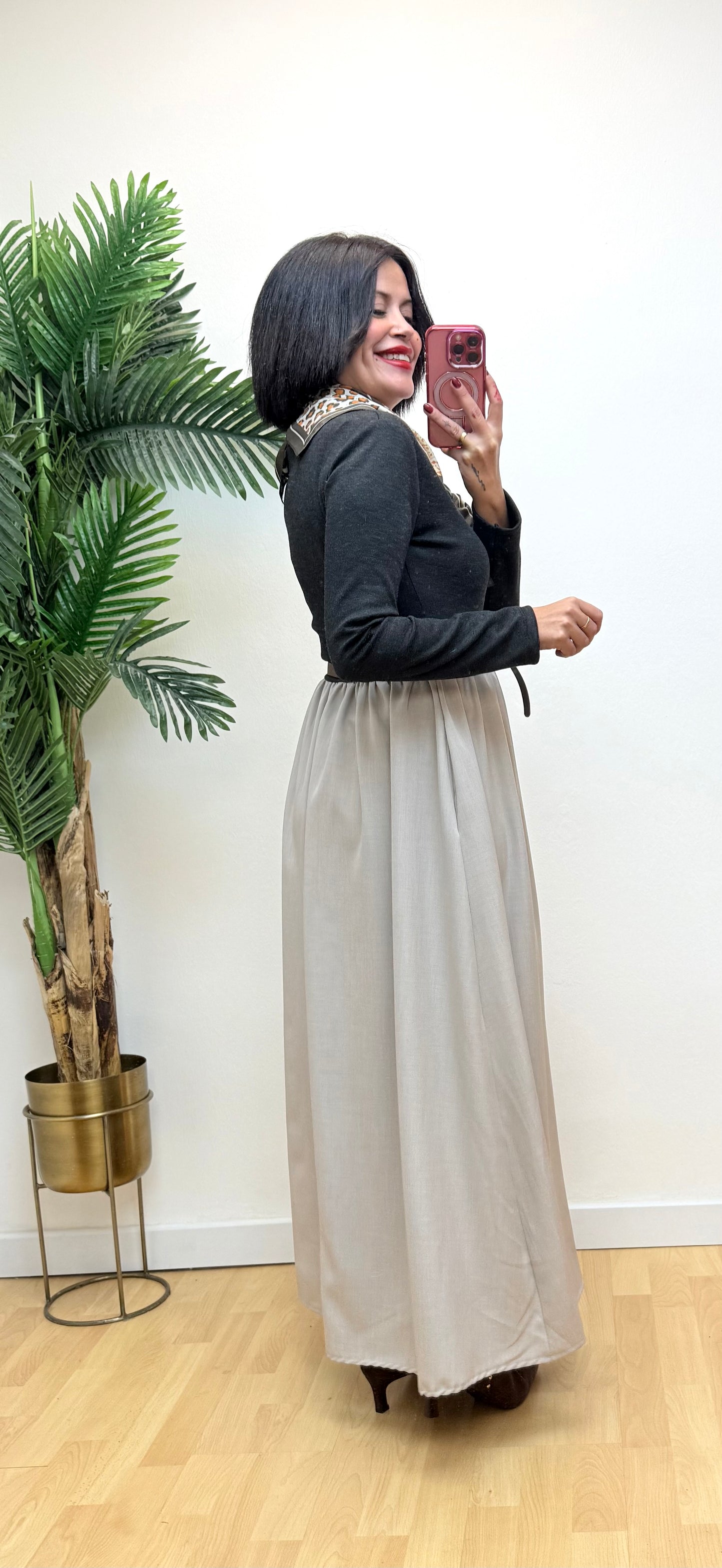 Vestido combi gris-taupé