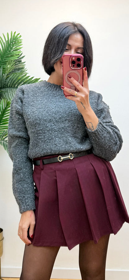 Falda pantalón tablas burdeos