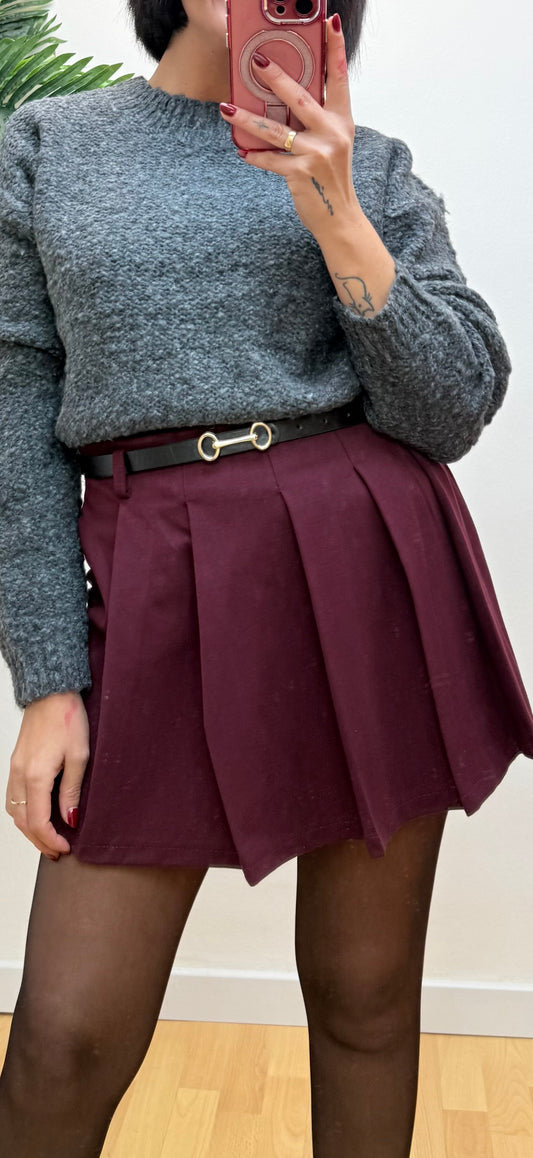 Falda pantalón tablas burdeos