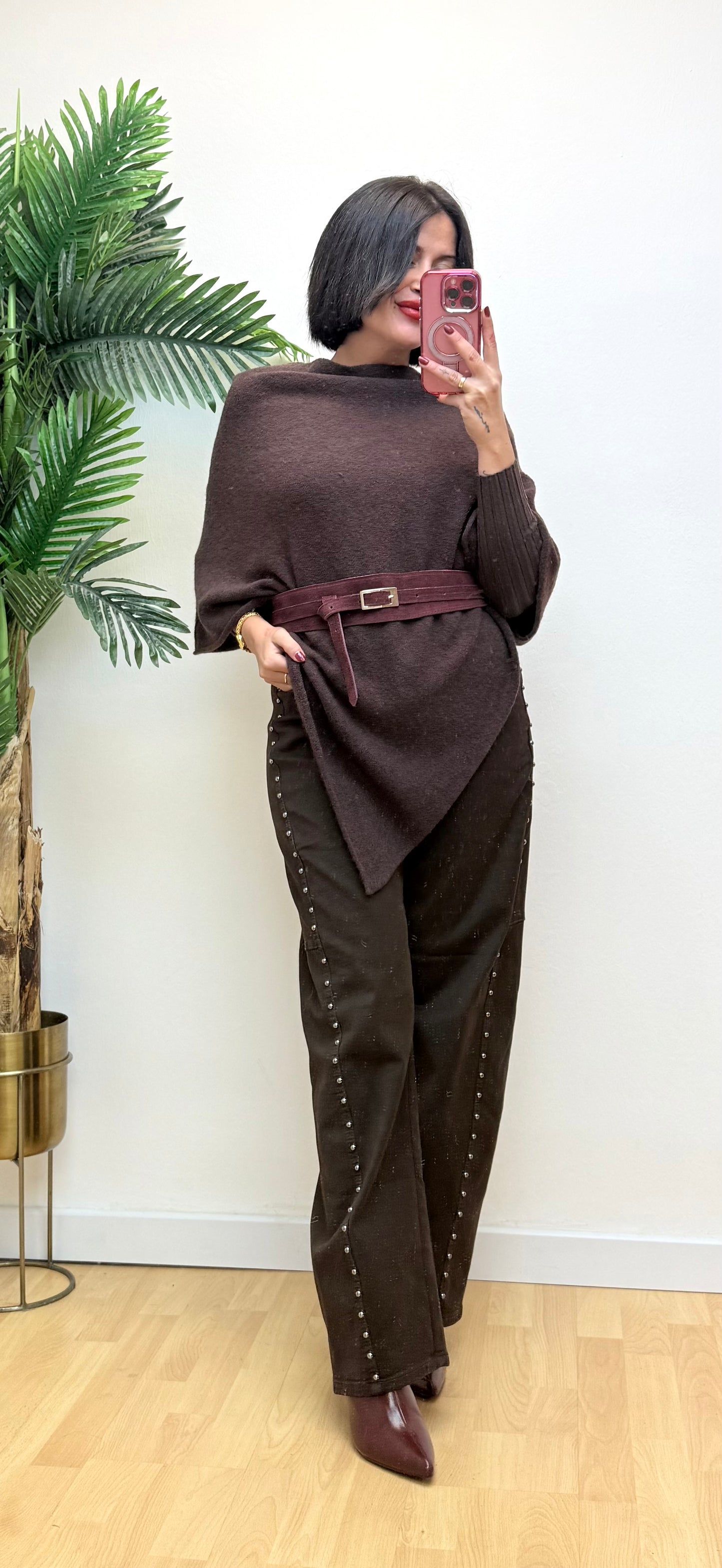 Jeans Ballon chocolate tachas