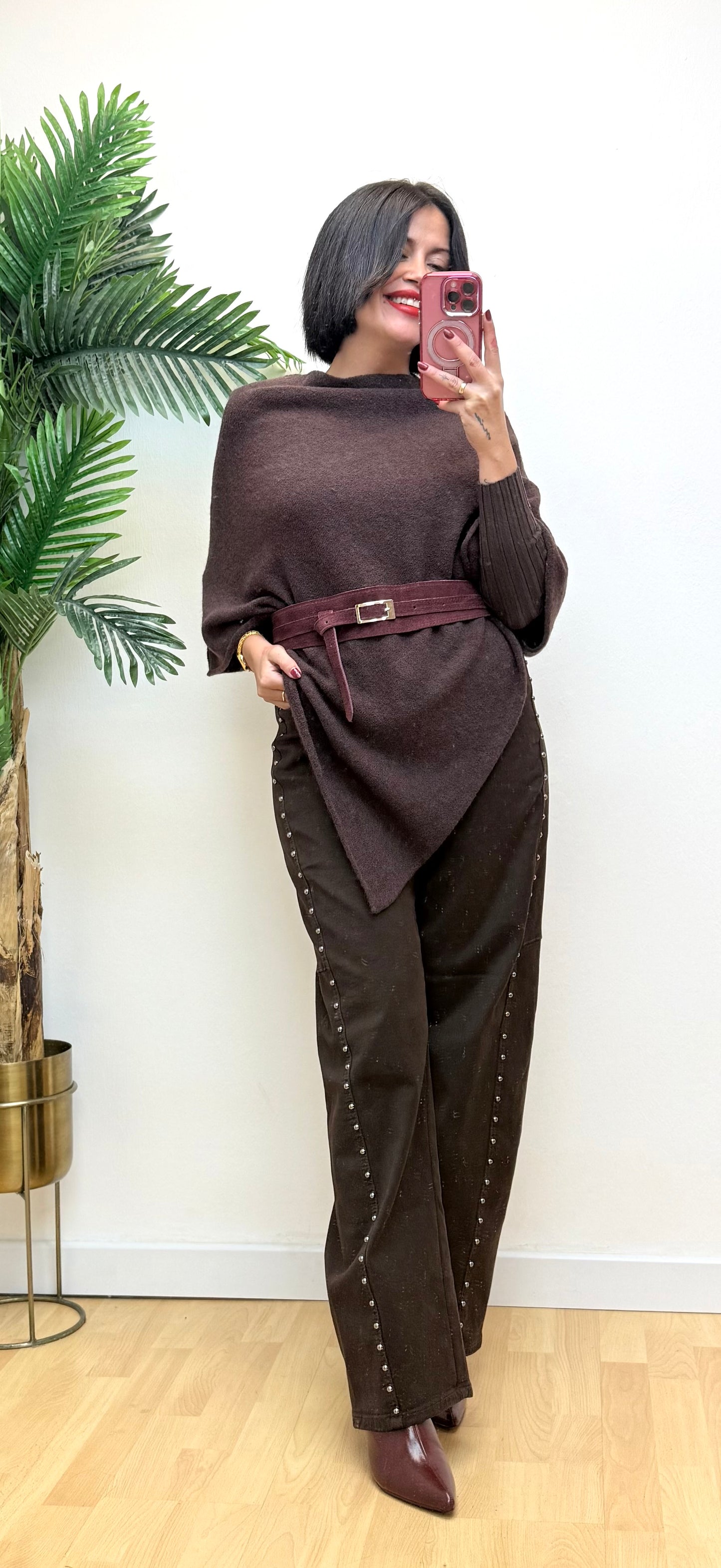 Jeans Ballon chocolate tachas