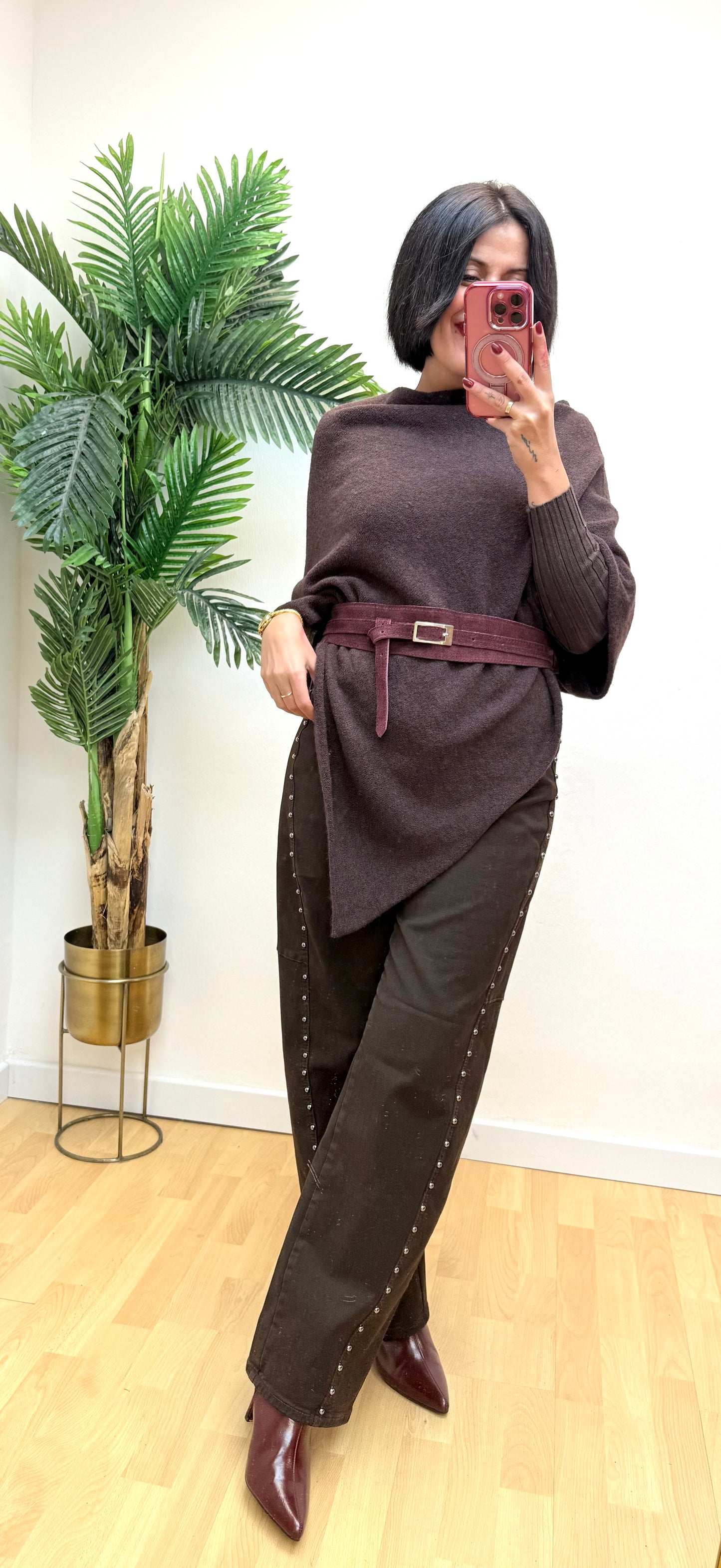 Jeans Ballon chocolate tachas