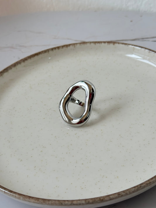 Anillo ovalado fino plata