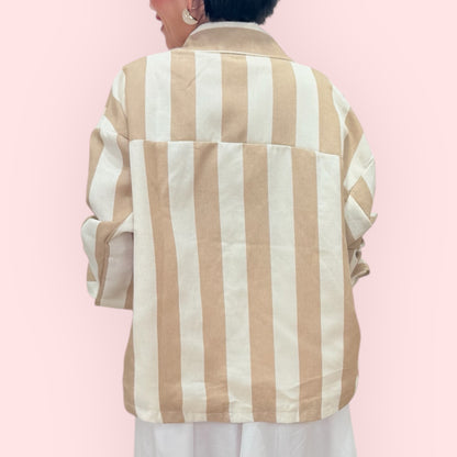 Chaqueta/ sobrecamisa rayas camel