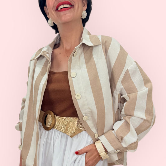 Chaqueta/ sobrecamisa rayas camel