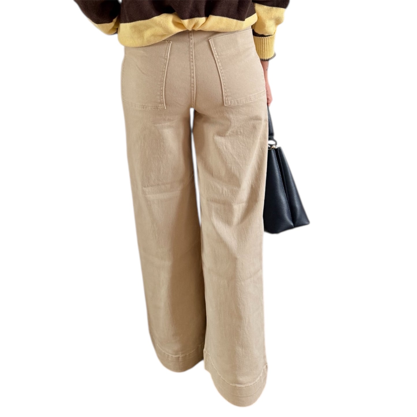 Jeans de pierna ancha beige